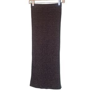 Bardot Aritzia Ribbed Gold Black Metallic Sparkle Midi/Maxi Skirt Sz 4 XS